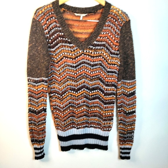 Buckle Sweaters - BKE Buckle Sweater Women L Chocolate Brown Aztec Open Knit Crochet Western Boho
